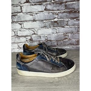 Magnanni Brushed Gray Leather Blue Casual Low Top Sneakers Shoes Men 45EU/12M US